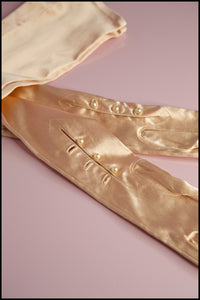Vintage 1950s Peach Satin Long Gloves