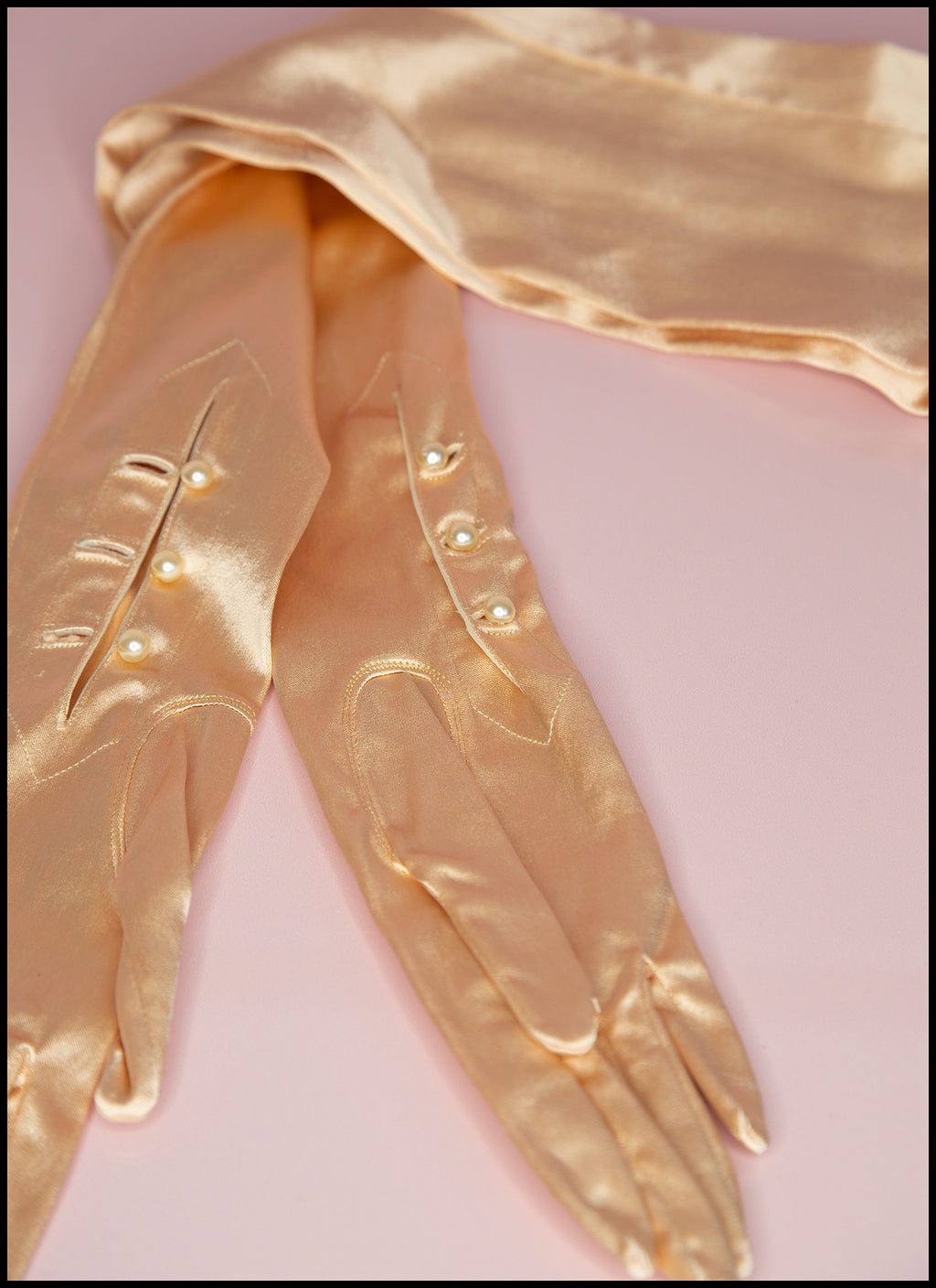 Vintage 1950s Peach Satin Long Gloves