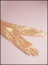 Vintage 1950s Peach Satin Long Gloves