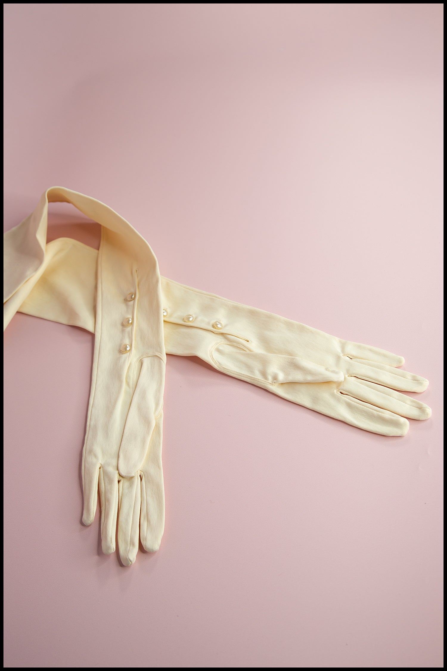Vintage 1940s Cream Satin Long Gloves