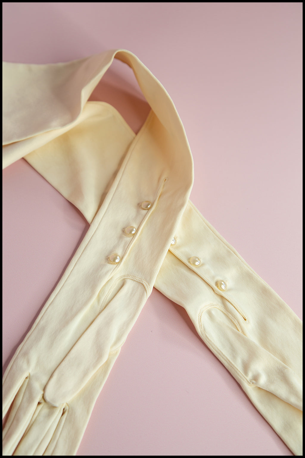 Vintage 1940s Cream Satin Long Gloves