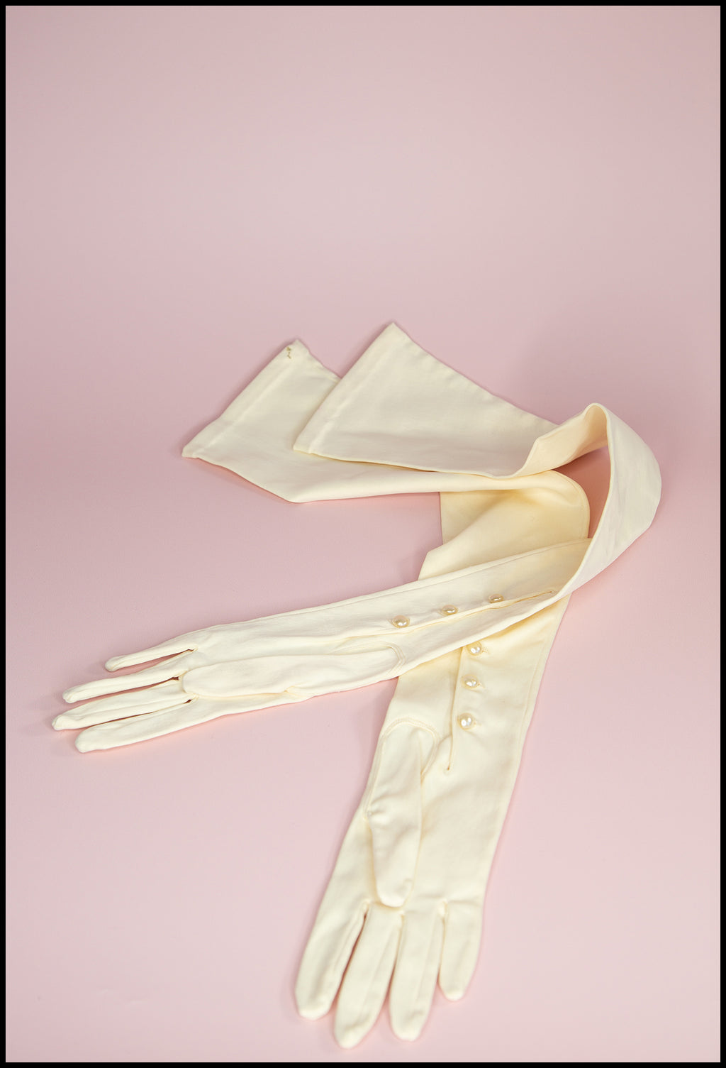 Vintage 1940s Cream Satin Long Gloves