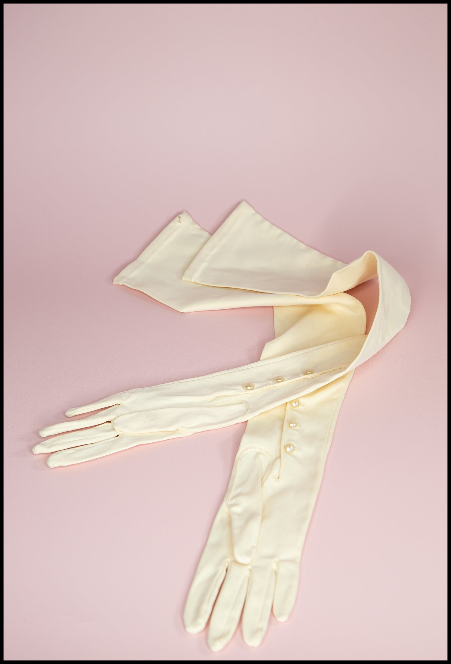 Vintage 1940s Cream Satin Long Gloves