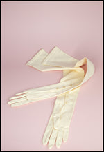 Vintage 1940s Cream Satin Long Gloves
