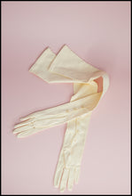 Vintage 1940s Cream Satin Long Gloves