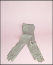Vintage 1950s Grey Leather Long Gloves