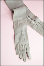 Vintage 1950s Grey Leather Long Gloves