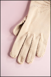 Vintage 1950s Dusky Pink Cotton Gloves