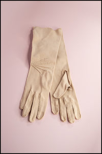 Vintage 1950s Dusky Pink Cotton Gloves