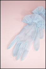 Vintage 1950s Blue Nylon Gloves
