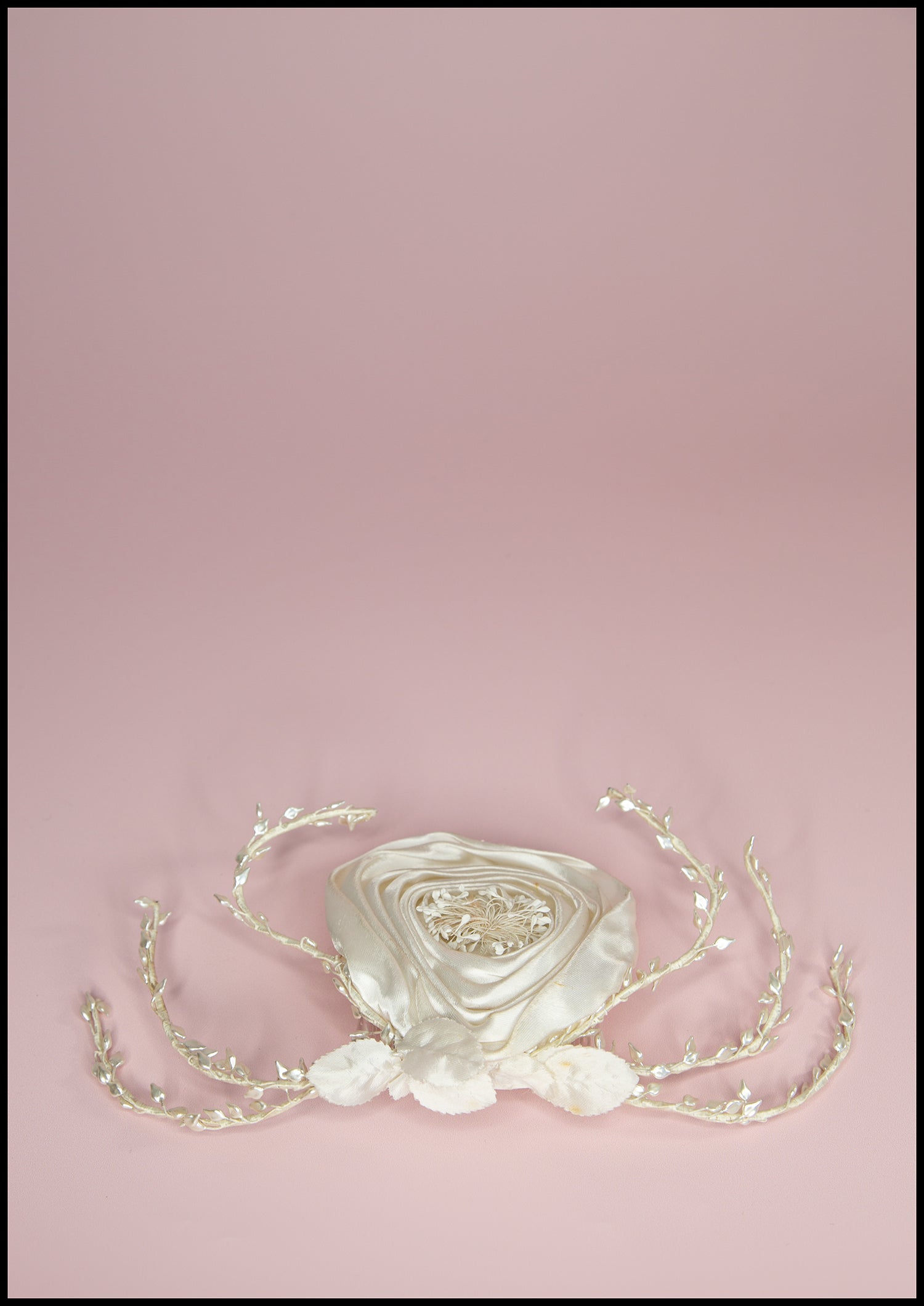 Vintage 1950s White Satin Rose Head Piece