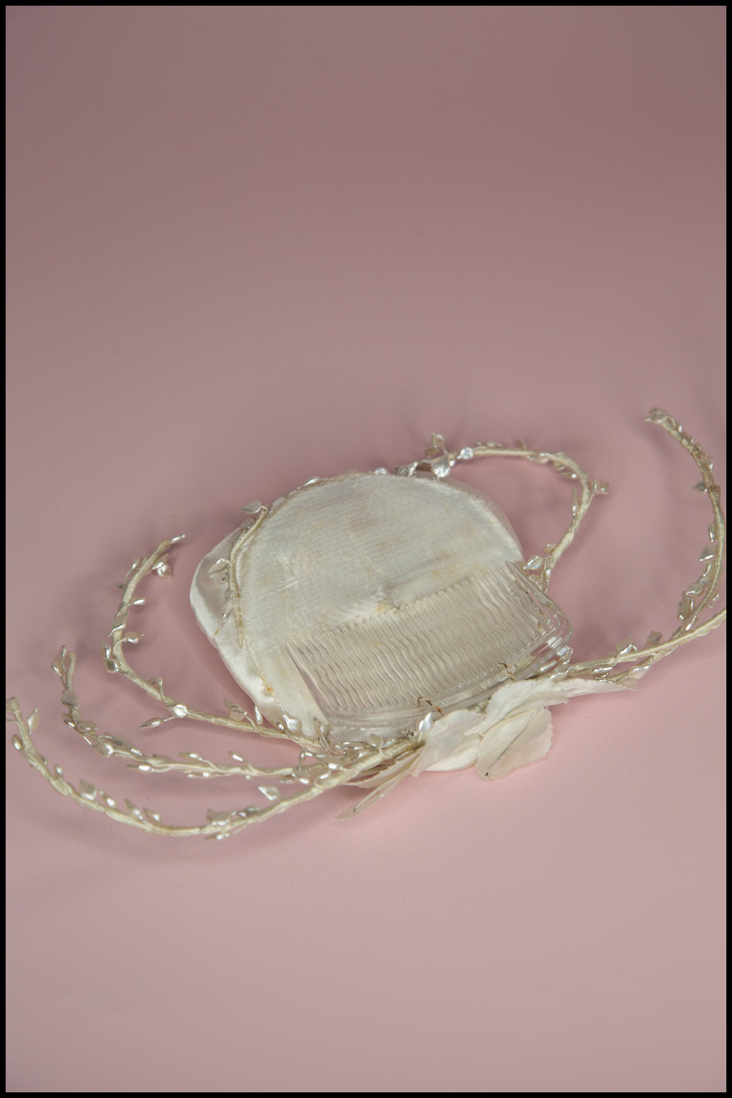 Vintage 1950s White Satin Rose Head Piece