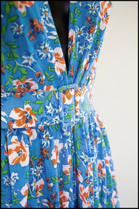 'Blue Belle' Floral Cotton Midi Dress