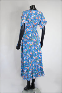 'Blue Belle' Floral Cotton Midi Dress