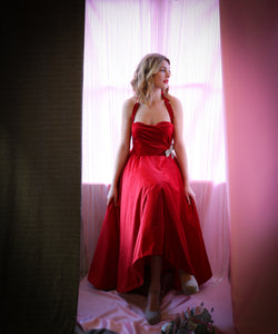Crimson - Red Velvet Ballgown Dress