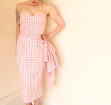 Gigi - Pink Gingham Cotton Midi Dress