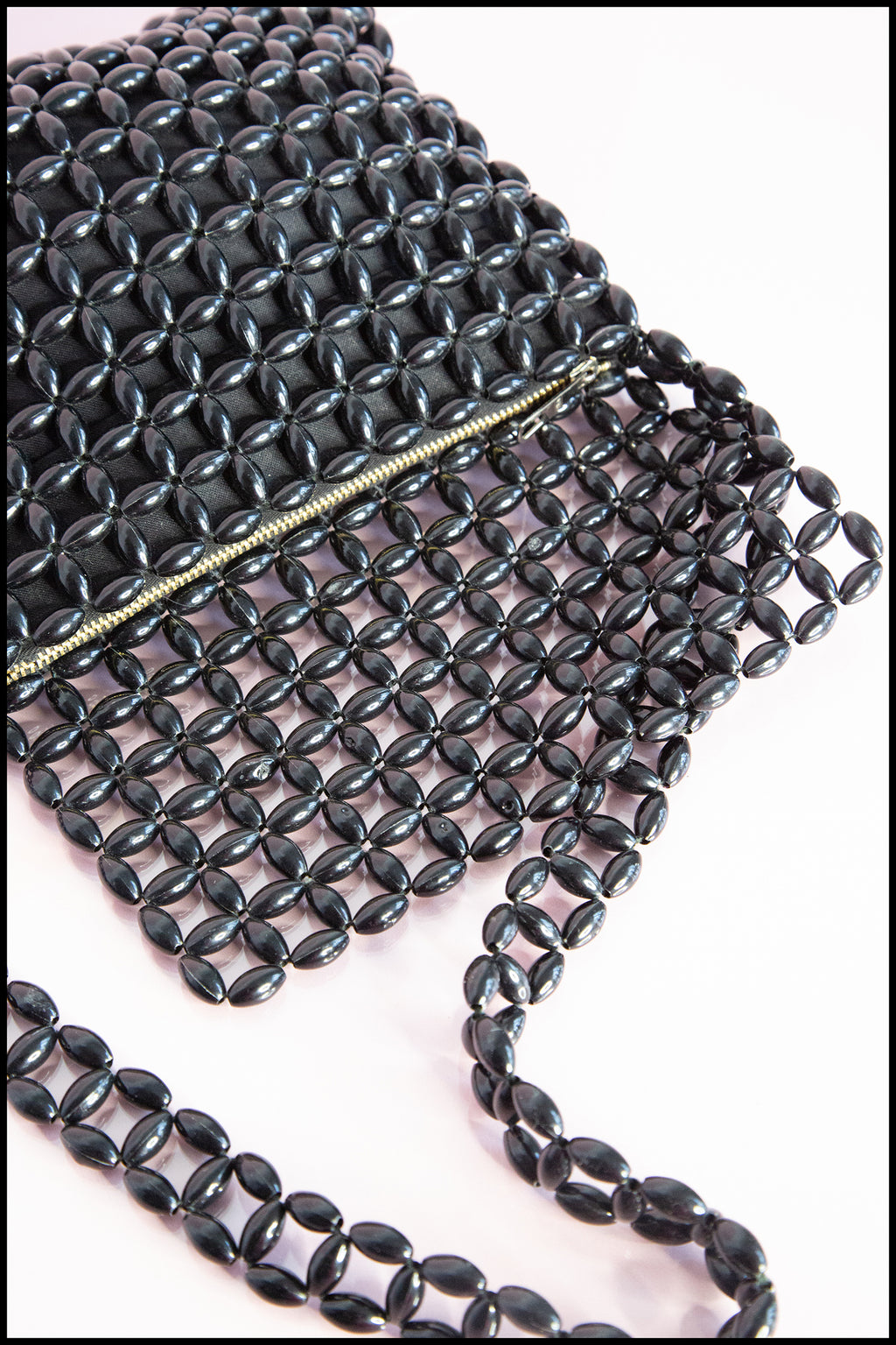 Vintage 1960s Black Plastic Beaded Bag