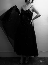Vintage 1950s Black Sequin Tulle Dress
