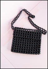 Vintage 1960s Black Plastic Beaded Bag