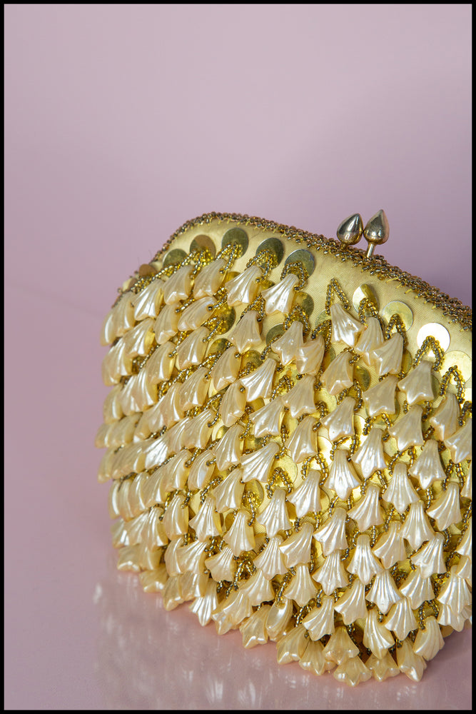 Vintage 1950s Gold Beaded Cocktail Bag