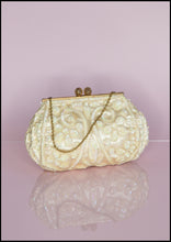 Vintage 1950s Cream Sequin Satin Evening Bag