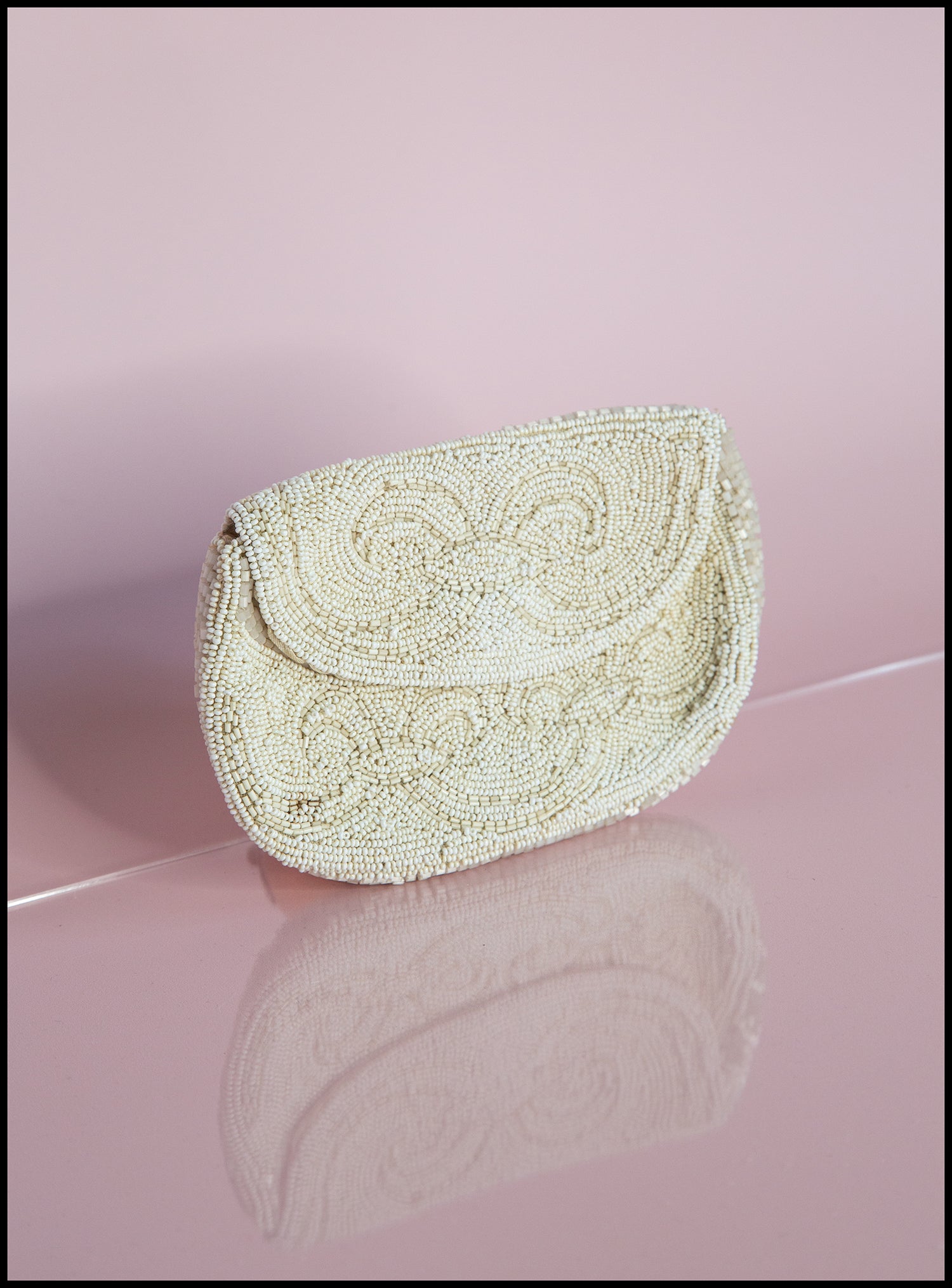 Vintage 1920s Ivory Glass Beaded Belt Purse