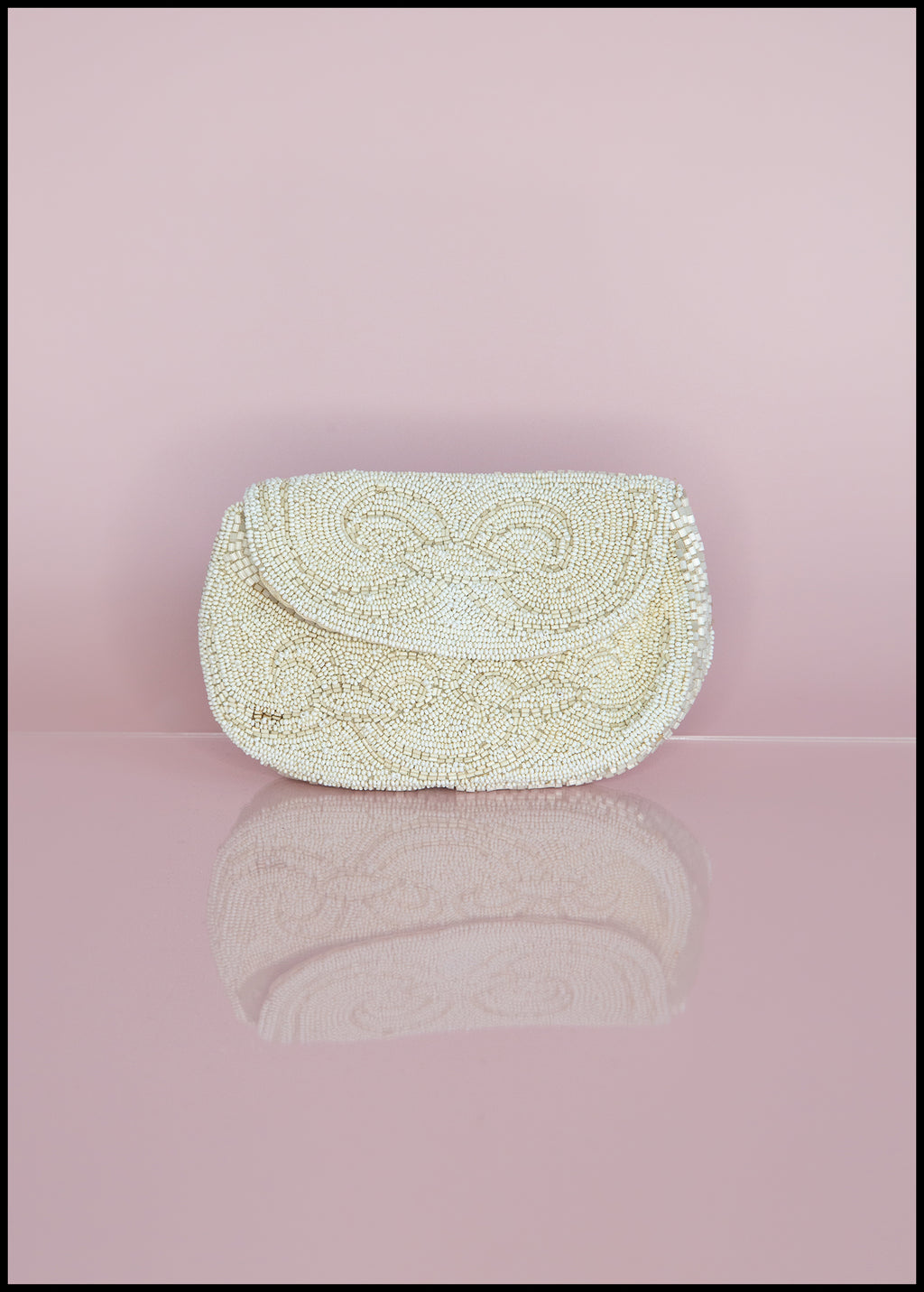Vintage 1920s Ivory Glass Beaded Belt Purse