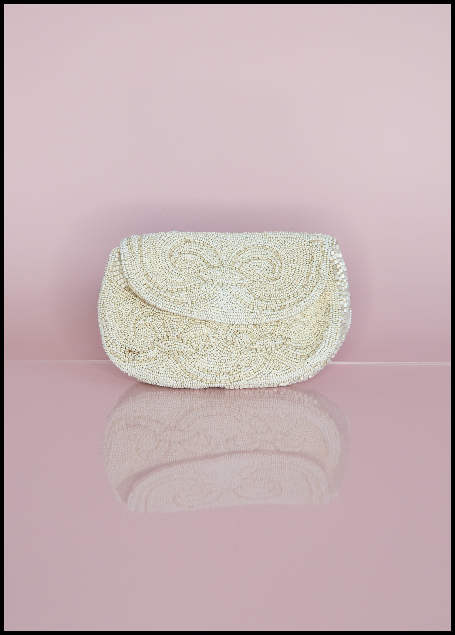 Vintage 1920s Ivory Glass Beaded Belt Purse