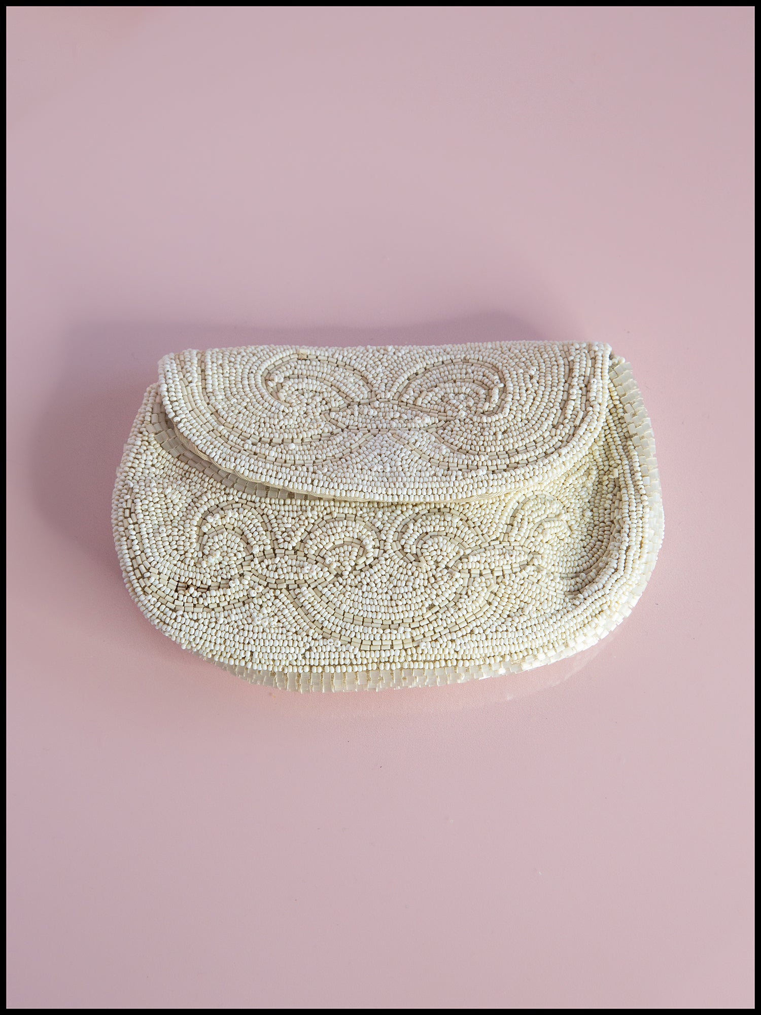 Vintage 1920s Ivory Glass Beaded Belt Purse