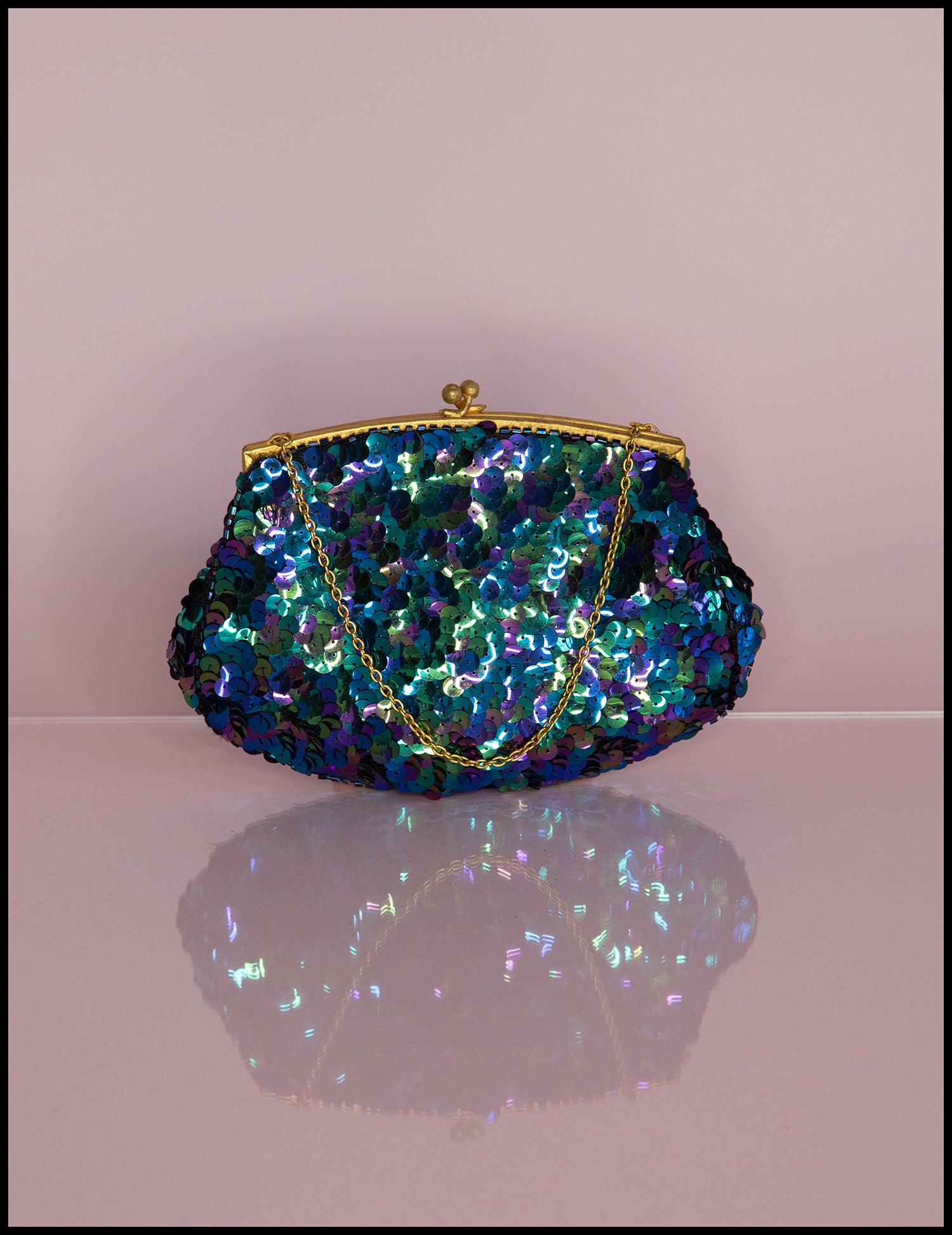Vintage 1930s Petrol Blue French Sequin Purse