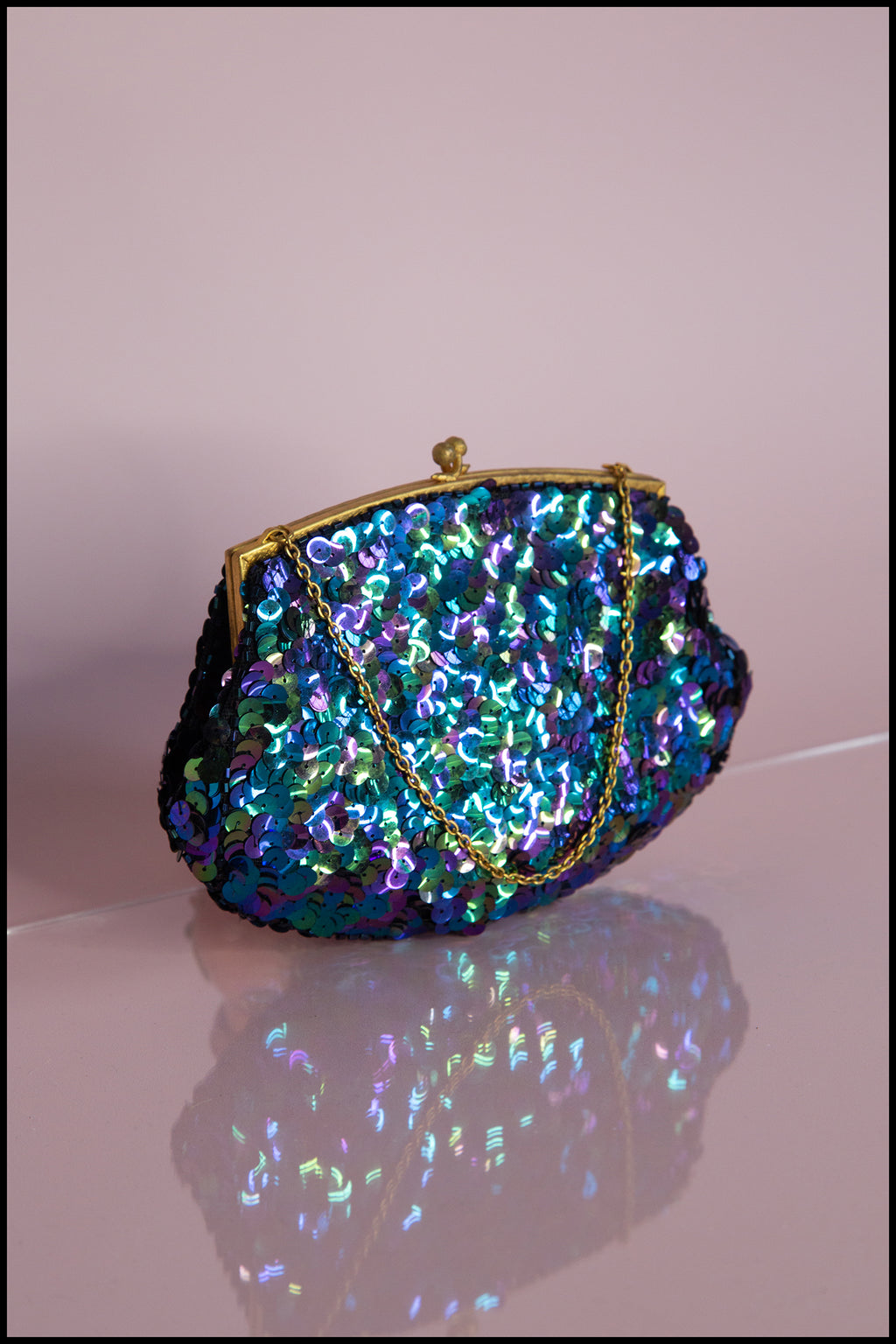 Vintage 1930s Petrol Blue French Sequin Purse