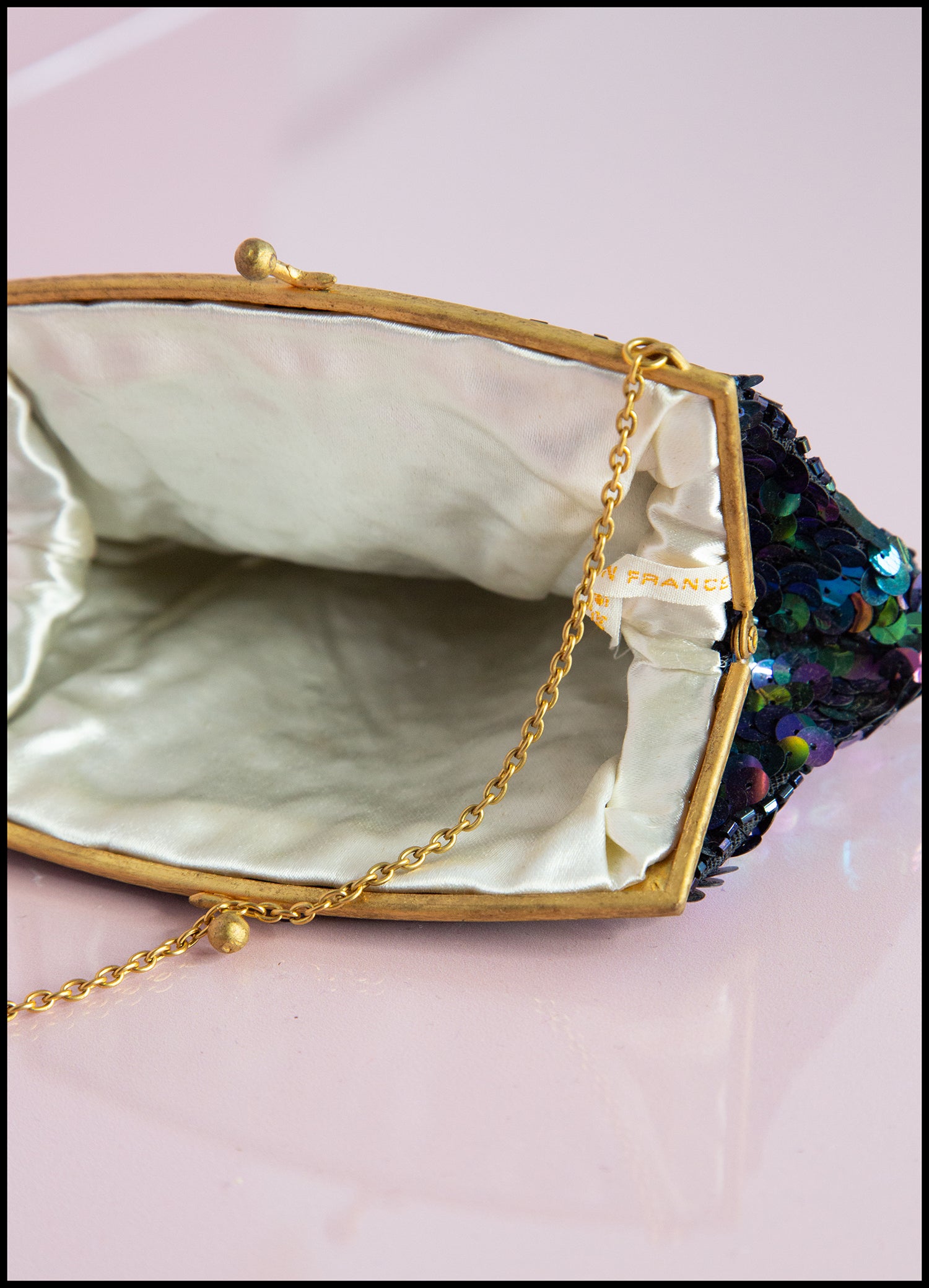 Vintage 1930s Petrol Blue French Sequin Purse