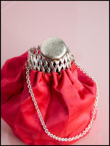 Vintage 1950s Shocking Pink Satin Evening Bag