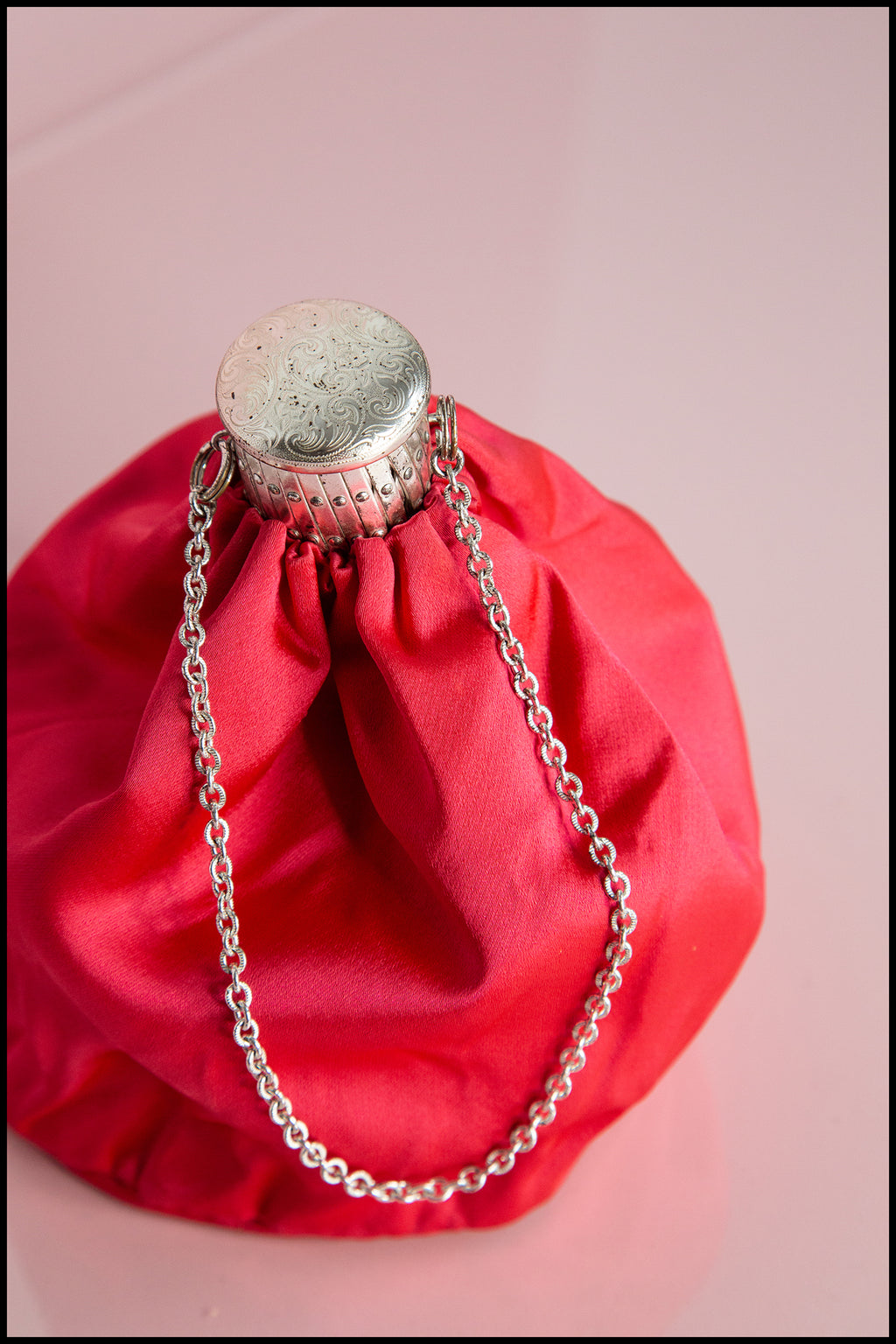 Vintage 1950s Shocking Pink Satin Evening Bag
