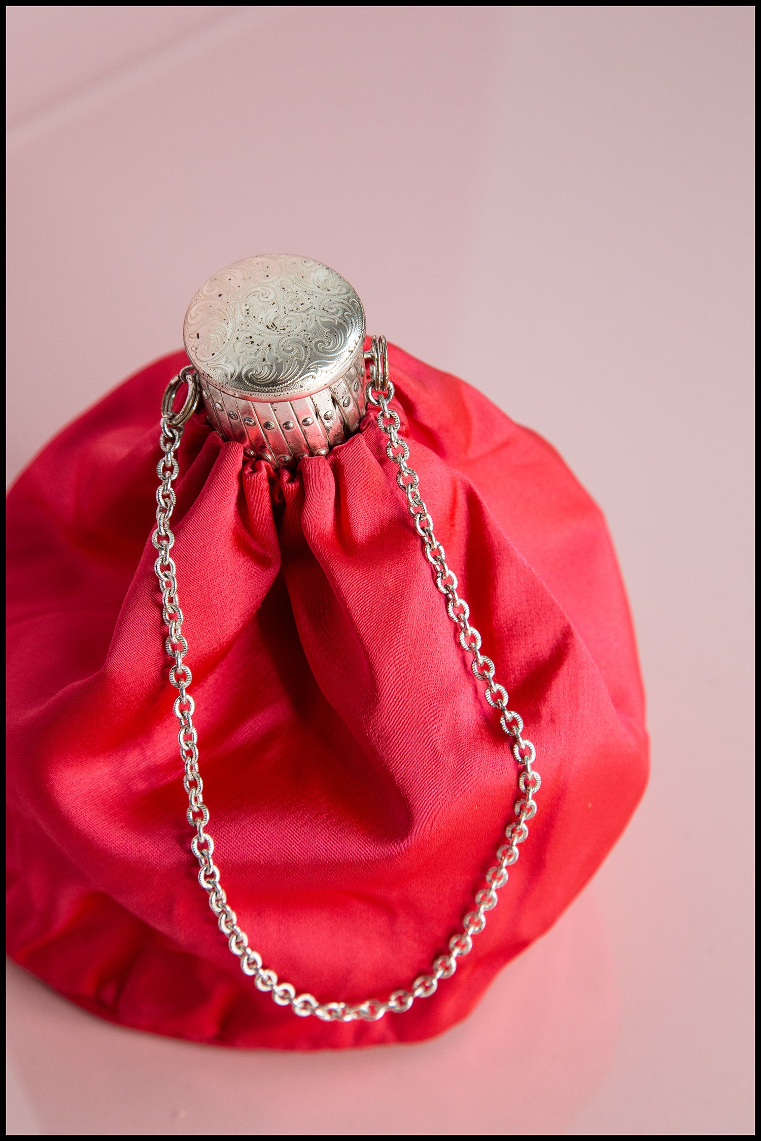Vintage 1950s Shocking Pink Satin Evening Bag