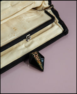 Vintage 1930s Silk Embroidered Bird and Fly Belt Purse