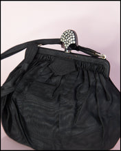Vintage 1950s Black Taffeta Evening Bag