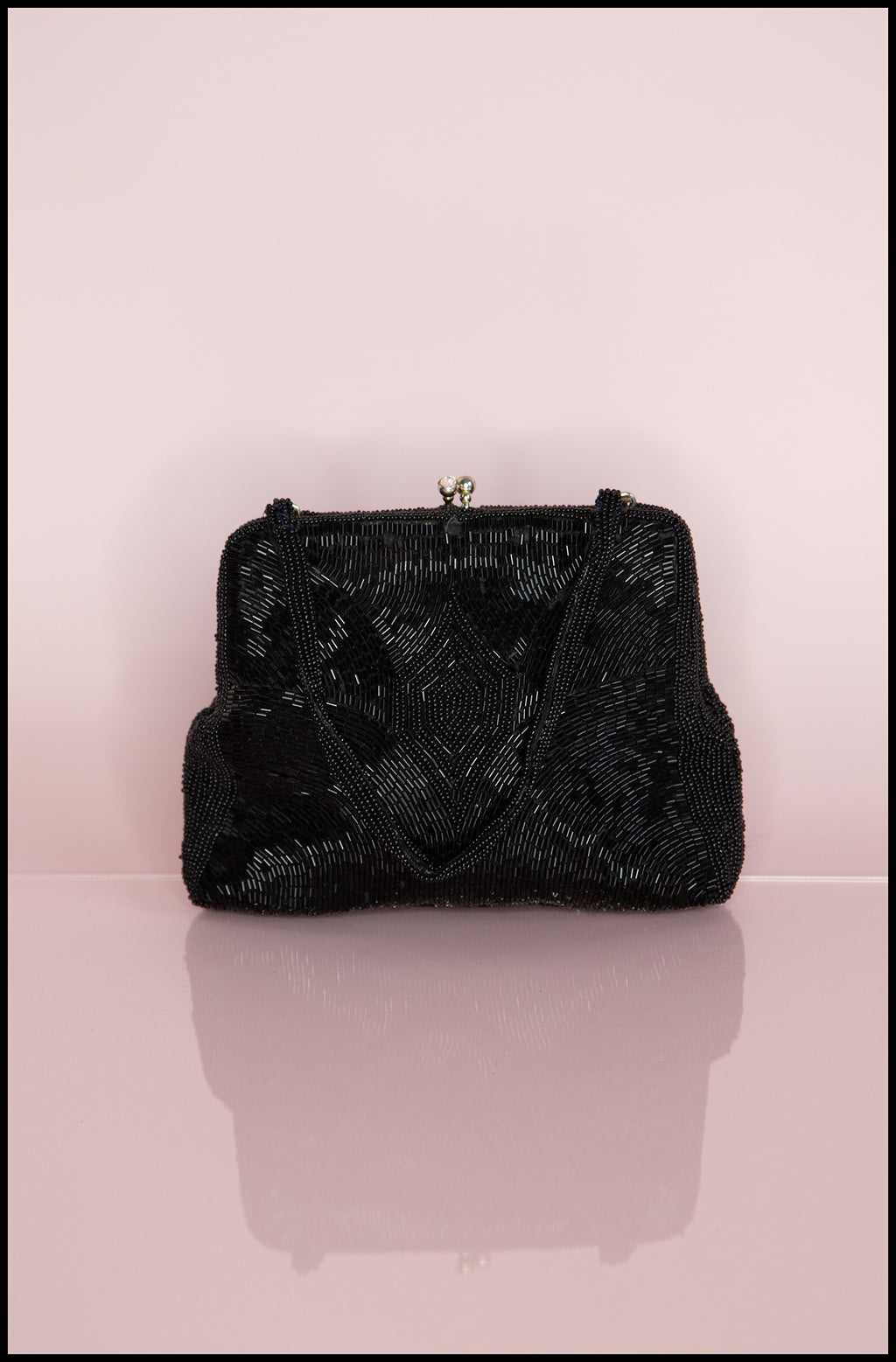 Vintage 1940s Black Bugle Beaded Bag