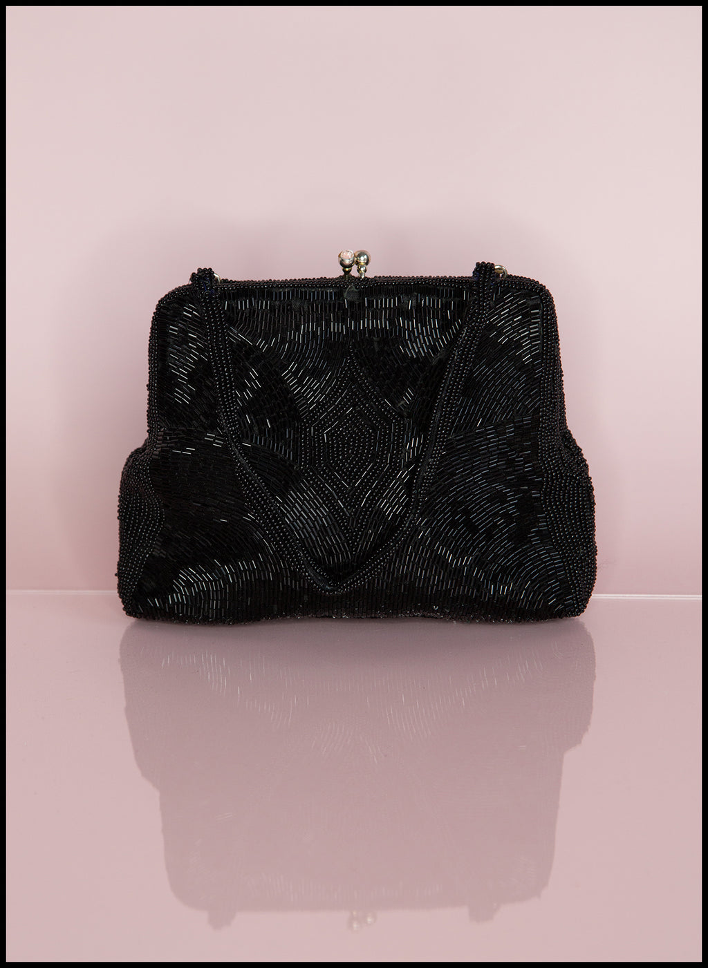 Vintage 1940s Black Bugle Beaded Bag