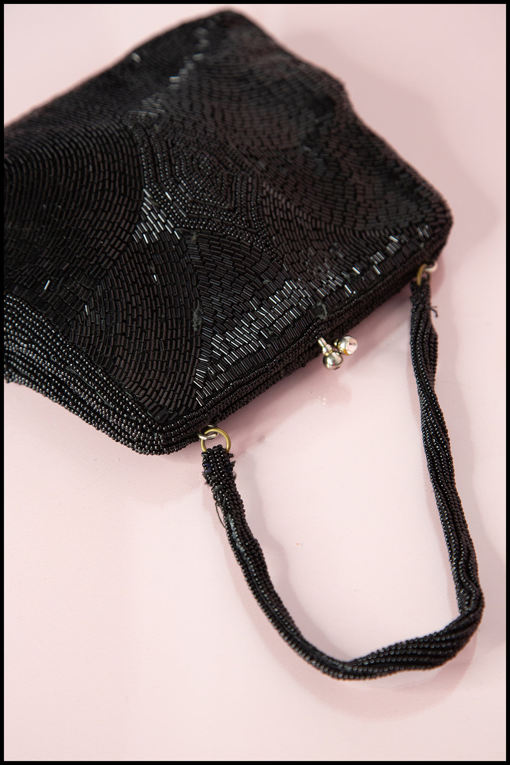 Vintage 1940s Black Bugle Beaded Bag