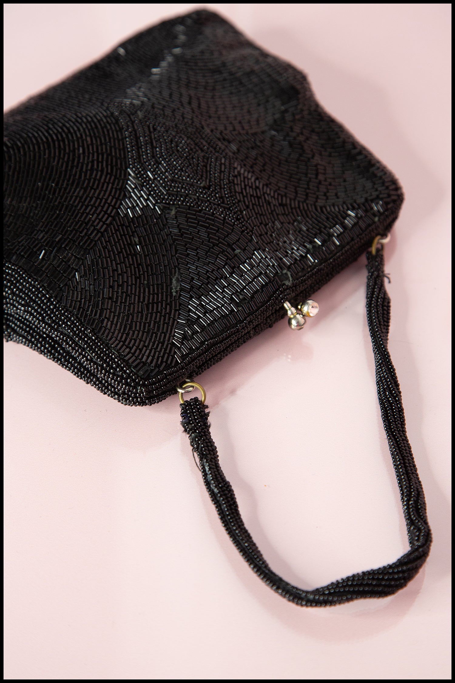 Vintage 1940s Black Bugle Beaded Bag