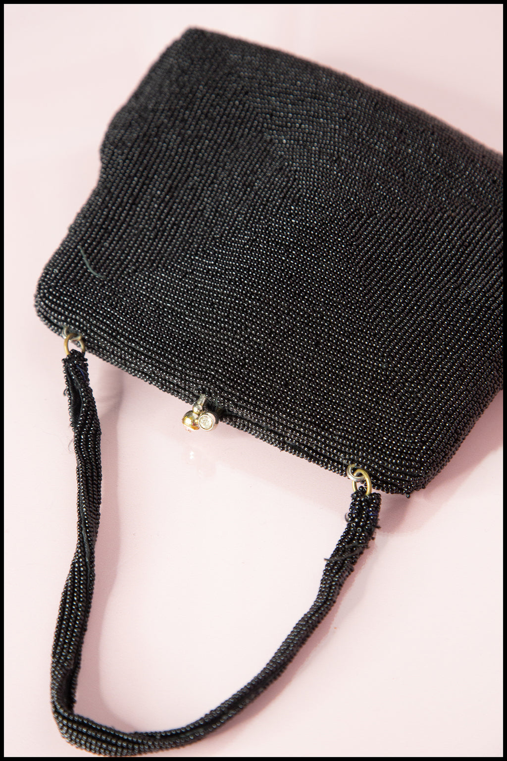 Vintage 1940s Black Bugle Beaded Bag
