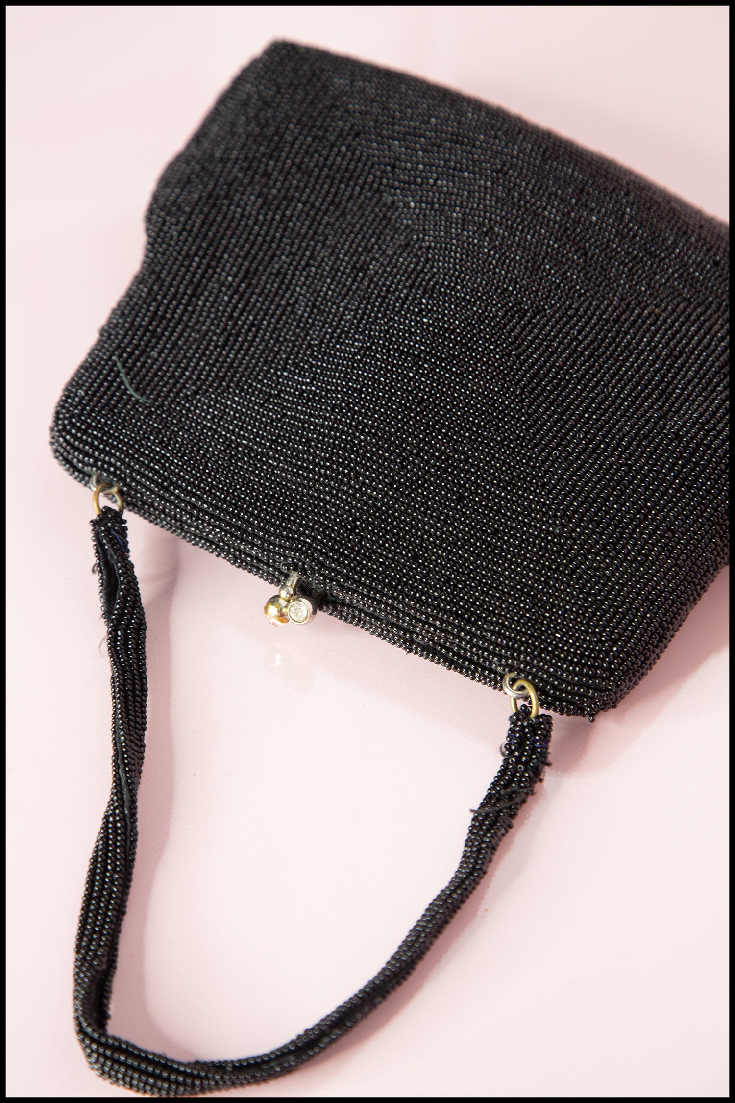 Vintage 1940s Black Bugle Beaded Bag