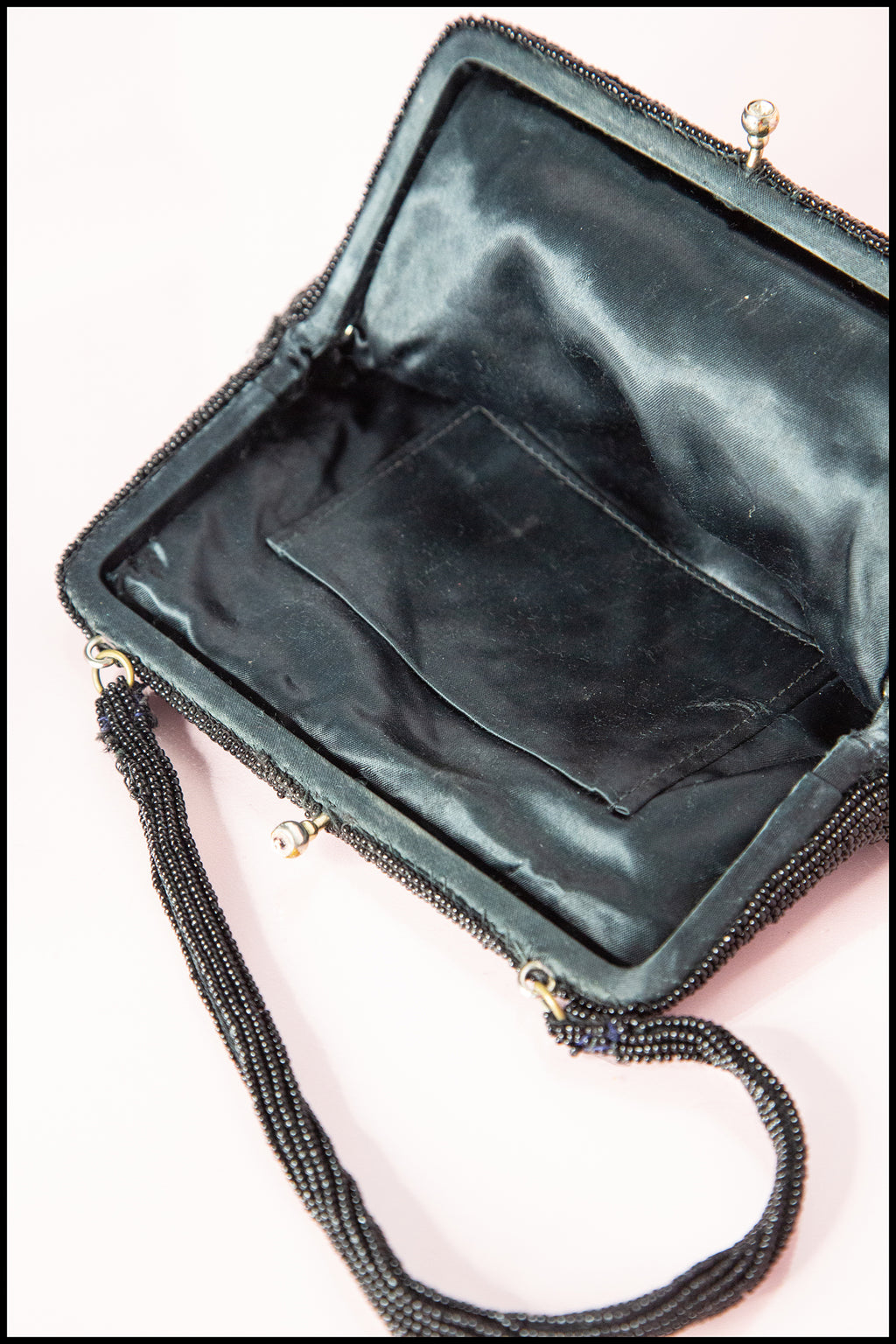 Vintage 1940s Black Bugle Beaded Bag