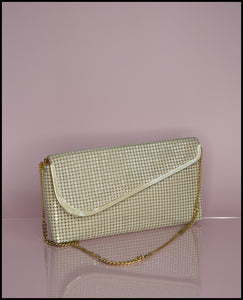 Vintage 1970s Cream Glomesh Clutch Bag