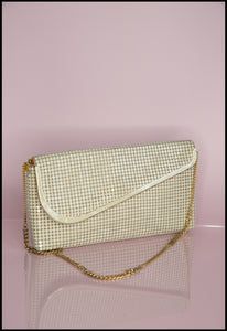Vintage 1970s Cream Glomesh Clutch Bag