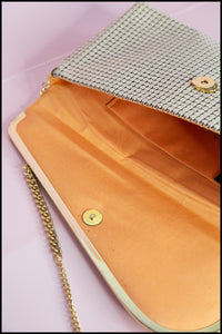 Vintage 1970s Cream Glomesh Clutch Bag