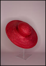 Vintage 1980s Red Straw Wide Brimmed Hat