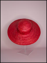 Vintage 1980s Red Straw Wide Brimmed Hat