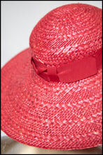 Vintage 1980s Red Straw Wide Brimmed Hat
